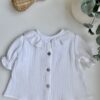 Camisa doble gasa marfil cuello bordado - Imagen 3