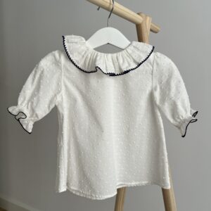 Camisa Plumeti blanco y azul marino