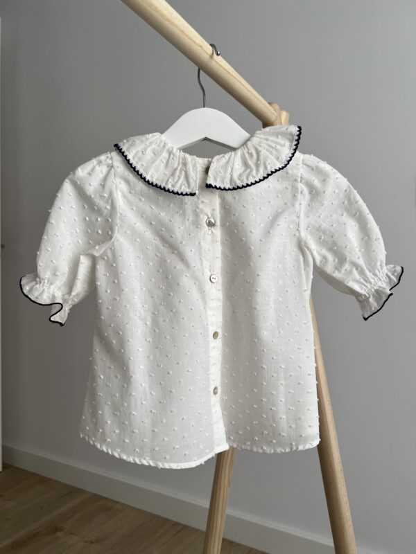 Camisa Plumeti blanco y azul marino - Imagen 2