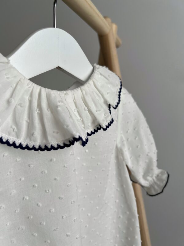 Camisa Plumeti blanco y azul marino - Imagen 3