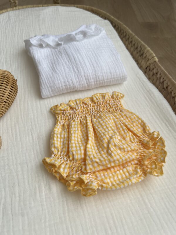 Cubrepañal Vichy amarillo (sin forro) - Imagen 2