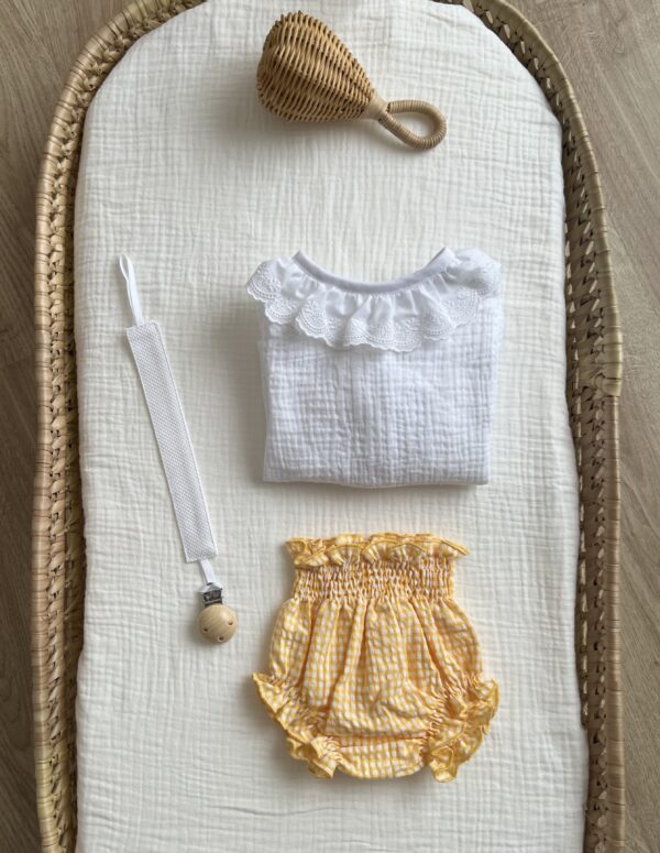 Cubrepañal Vichy amarillo (sin forro) - Imagen 3