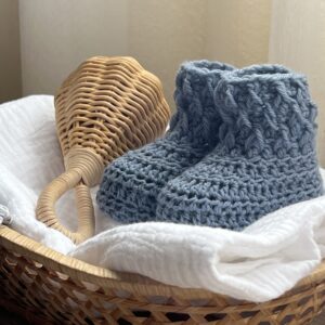 Patucos bota lana azul