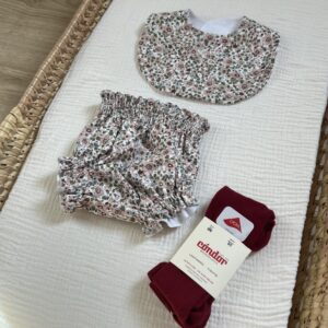 Cubrepañal viyela flores burdeos - talla 3 m